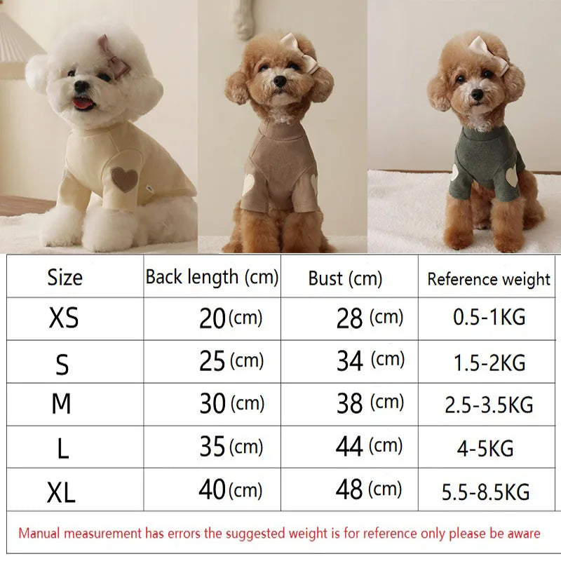Cute Love Bear Teddy Pet Hoodie - Warm Designer Base Layer for Cats Dogs Yorkshire Puppy Clothing MWTJK01
