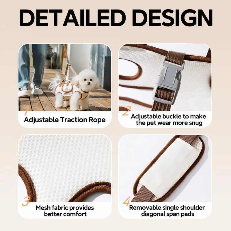 Portable Outdoor Breathable Traction Backpack Dog Leash Cat and Dog Harness Can Be Carried or Crossbody Cat Bag Pet Supplies