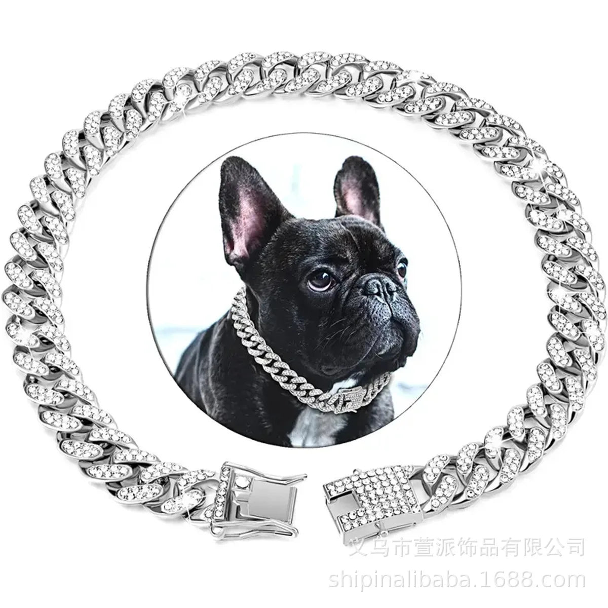 New Style Pet Collar Necklace Cat Dog Full Diamond Cuban Chains Dog Chains Lock Buckle Gold Silver Rose Gold Pet Supplies