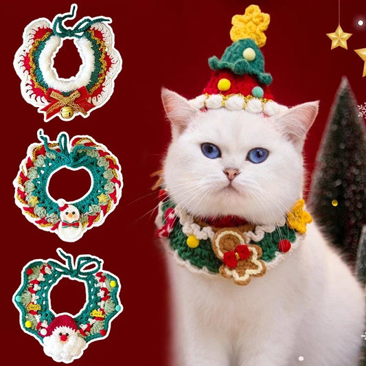 Cat Clothing Costume Christmas Dog Cat Collar Christmas Sweet Pet Scarf Cute Xmas  Kitty Puppy Santa Costume Clothing Navidad