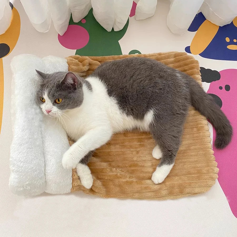 Cat Winter Sleeping Bag, Soft Plush Cat Sack, 360° Wrap Cat Cave Bed,  Uncharged, Washable Nest Bed for Indoor Cats & Small Dogs
